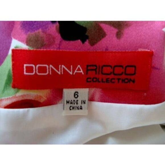 Donna Ricco Collection Sz 6 Front Wrap Tropical Floral Portrait Collar Top Artsy - Picture 8 of 10